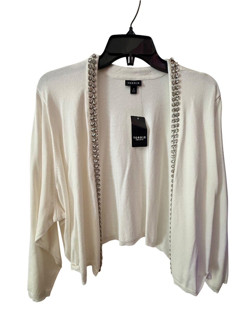 NWT Torrid White Sweater Shrug w/ Crystal Embellishment 4X